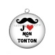 Pendentif Cabochon Argent - j'aime mon tonton