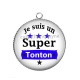 Pendentif Cabochon Argent - je suis un super tonton