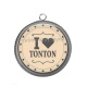 Pendentif Cabochon Argent - I love tonton