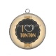 Pendentif Cabochon Argent - I love tonton