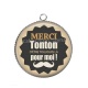 Pendentif Cabochon Argent - merci tonton