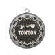 Pendentif Cabochon Argent - je t'aime tonton