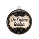 Pendentif Cabochon Argent - je t'aime tonton