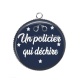 Pendentif Cabochon Argent - un policier qui déchire