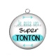 Pendentif Cabochon Argent - je suis un super tonton