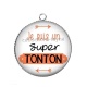 Pendentif Cabochon Argent - je suis un super tonton