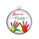 Pendentif Cabochon Argent - merci tata