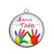 Pendentif Cabochon Argent - merci tata