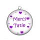 Pendentif Cabochon Argent - merci tatie