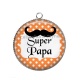 Pendentif Cabochon Argent - super papa