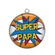 Pendentif Cabochon Argent - super papa
