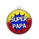 Pendentif Cabochon Argent - super papa