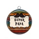 Pendentif Cabochon Argent - super papa