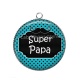 Pendentif Cabochon Argent - super papa