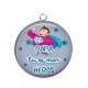 Pendentif Cabochon Argent - papa tu mon heros