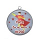Pendentif Cabochon Argent - papa tu mon heros