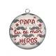 Pendentif Cabochon Argent - papa tu mon heros