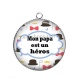 Pendentif Cabochon Argent - papa héros