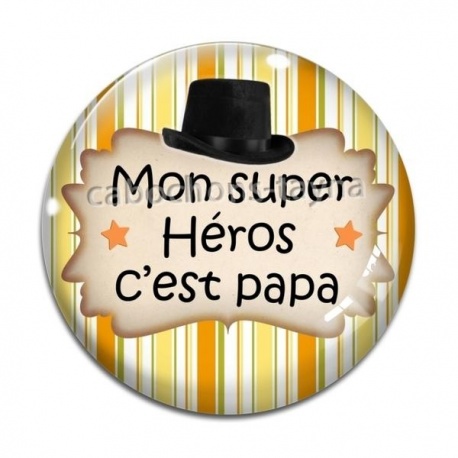 Cabochon Verre - papa héros