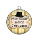 Pendentif Cabochon Argent - papa héros