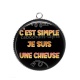 Pendentif Cabochon Argent - c'est simple je suis une chieuse