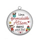 Pendentif Cabochon Argent - une formidable atsem merci pour tout