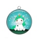 Pendentif Cabochon Argent - licorne