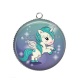 Pendentif Cabochon Argent - licorne