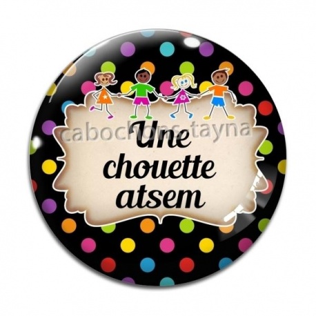 Cabochon Verre - une chouette atsem