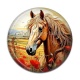 Cabochon Résine - cheval coquelicot