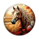 Cabochon Verre - cheval coquelicot