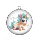 Pendentif Cabochon Argent - licorne