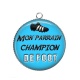 Pendentif Cabochon Argent - mon parrain champion de foot