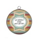 Pendentif Cabochon Argent - le meilleur c'est mon parrain