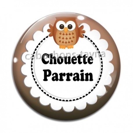 Cabochon Verre - chouette parrain