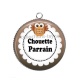Pendentif Cabochon Argent - chouette parrain