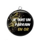 Pendentif Cabochon Argent - je suis un parrain en or