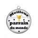 Pendentif Cabochon Argent - meilleur parrain du monde