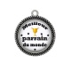 Pendentif Cabochon Argent - meilleur parrain du monde