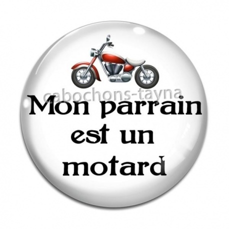 Cabochon Verre - mon parrain est un motard