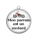 Pendentif Cabochon Argent - mon parrain est un motard
