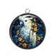 Pendentif Cabochon Argent - oiseau
