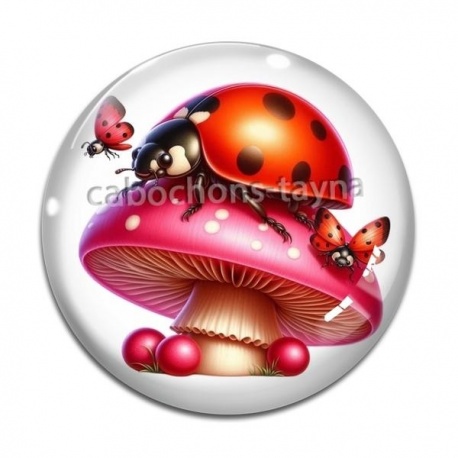 Cabochon Verre - coccinelle