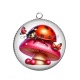 Pendentif Cabochon Argent - coccinelle