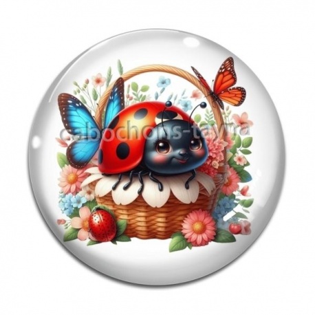 Cabochon Verre - coccinelle