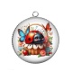 Pendentif Cabochon Argent - coccinelle