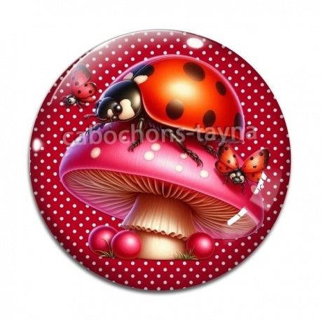 Cabochon Verre - coccinelle