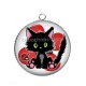 Pendentif Cabochon Argent - chat