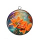 Pendentif Cabochon Argent - fleur exotique