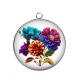 Pendentif Cabochon Argent - fleur